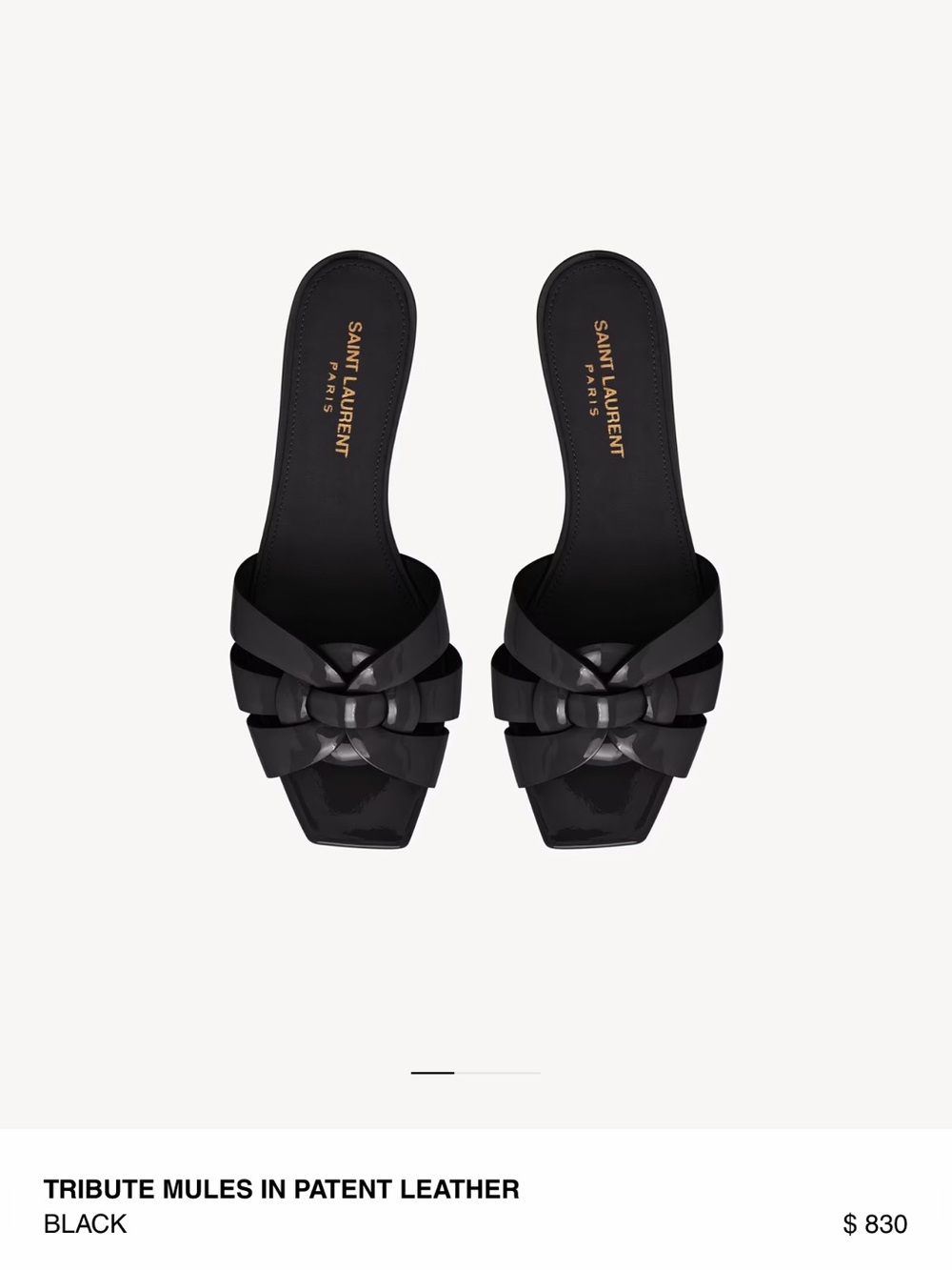 YSL Black Patent Leather Tribute Mules - Picture 9 of 10